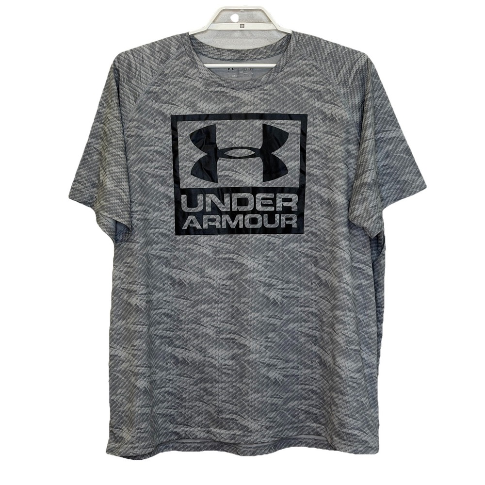 Under Armour Athletic T-Shirt Mens Size 2XL Gray Short Sleeve Crew Neck Loose